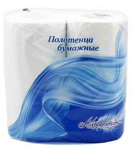 Полотенца бумажные «Альбертин» (в рулоне) 2 рулона*57 листов, ширина 200 мм, белые