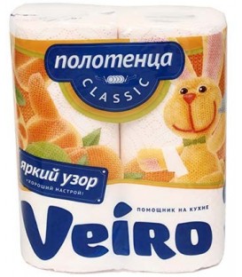Полотенца бумажные Linia Veiro (в рулоне) 2 рулона*52 листа, ширина 220 мм, белые