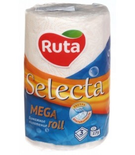 Полотенца бумажные Ruta (в рулоне) 1 рулон ,ширина 225 мм, Selecta Mega roll