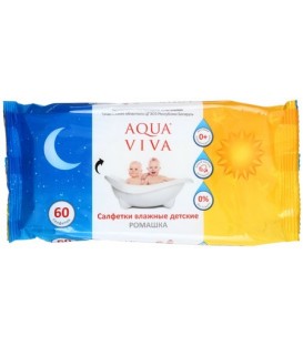 Салфетки влажные детские Aqua Viva 60 шт., «Ромашка»