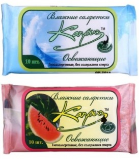 Салфетки влажные «Каприз» 10 шт., освежающие, ассорти