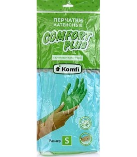 Перчатки латексные Komfi Comfort Plus размер S, зеленые