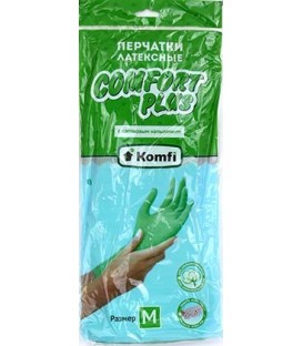 Перчатки латексные Komfi Comfort Plus размер M, зеленые