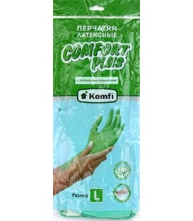 Перчатки латексные Komfi Comfort Plus размер L, зеленые