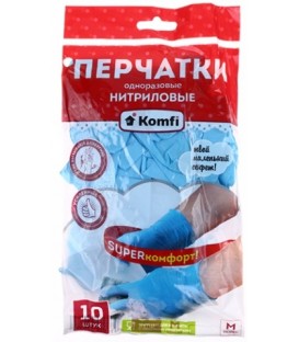 Перчатки нитриловые одноразовые Komfi размер М, 10 шт.