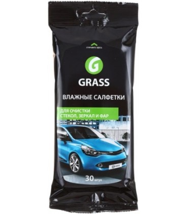 Салфетки влажные для стекол, зеркал и фар Grass 30 шт.
