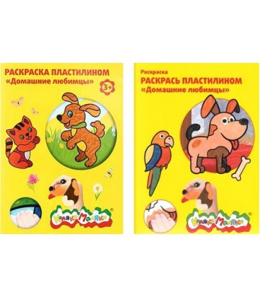 Книжка-раскраска «Раскрась пластилином» А4, 4 картинки, «Домашние любимцы»