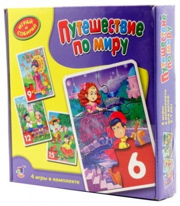 Игра настольная «Играй и собирай» «Путешествие по миру», 4-7 лет