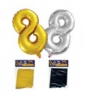 Шар фольгированный Party 29*46,5 см, цифра «8», золото/серебро ассорти (цена за 1 шар)