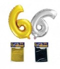 Шар фольгированный Party 29*45 см, цифра «6», золото/серебро ассорти (цена за 1 шар)