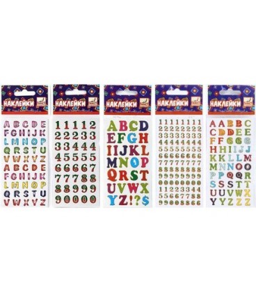 Наклейки Fancy Creative 65*125 мм, «Цифры-буквы», 6 дизайнов ассорти (цена за 1 набор)
