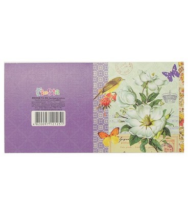 Мини-открытка поздравительная Fiesta 85*85 мм, «Цветок, птица, марка, бабочки»