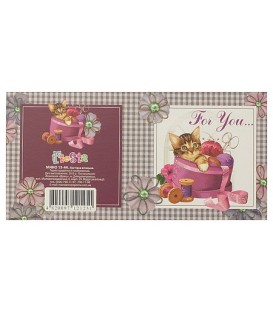 Мини-открытка поздравительная Fiesta 85*85 мм, с выборочным глиттером, For You (котенок)