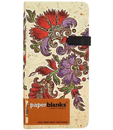 Книжка записная Paperblanks Lyon Florals 90*180 мм, 88 л., линия, «Цветочная страсть. Слоновая кость»