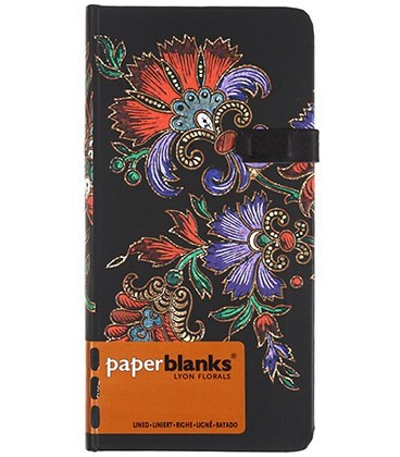Книжка записная Paperblanks Lyon Florals 90*180 мм, 88 л., линия, «Цветочная страсть. Черная»
