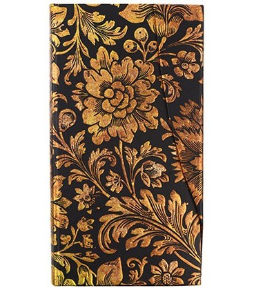Книжка записная Paperblanks Brocaded Paper 95*180 мм, 88 л., линия, «Полуночное золото»