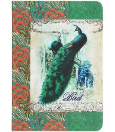 Книжка записная «Проф-пресс.Collezione» 120*170 мм, 80 л., клетка, «Два павлина»