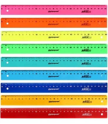 Линейка пластиковая schoolФормат 30 см, цветная, ассорти (цена за 1 шт.)