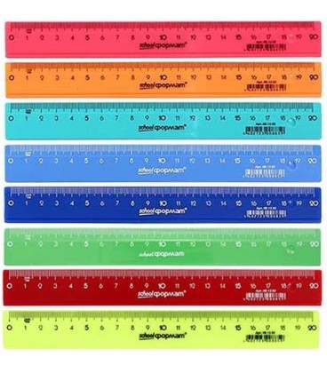 Линейка пластиковая schoolФормат 20 см, цветная, ассорти (цена за 1 шт.)