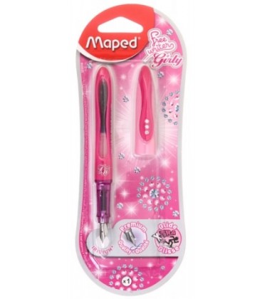 Ручка перьевая детская Maped Freewriter Girly, розовая со стразами