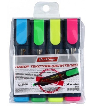 Набор маркеров-текстовыделителей Berlingo 4 цвета