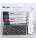 Набор маркеров для вайтбордов Rexel со стирателем и спреем 4 цвета