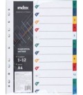 Разделители для регистраторов пластиковые Index 12 л., индексы по цифрам (1-12)