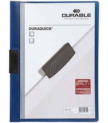 Папка пластиковая с клипом Durable Duraquick А4, 20 л., темно-синяя