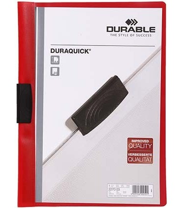 Папка пластиковая с клипом Durable Duraquick А4, 20 л., красная