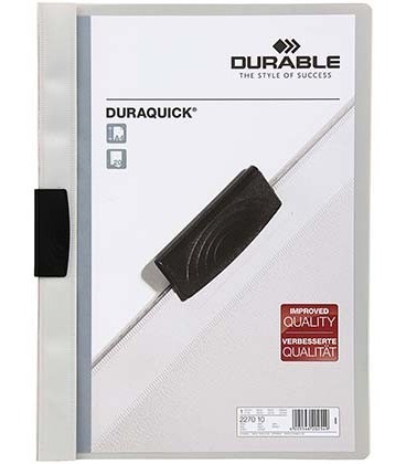 Папка пластиковая с клипом Durable Duraquick А4, 20 л., серая