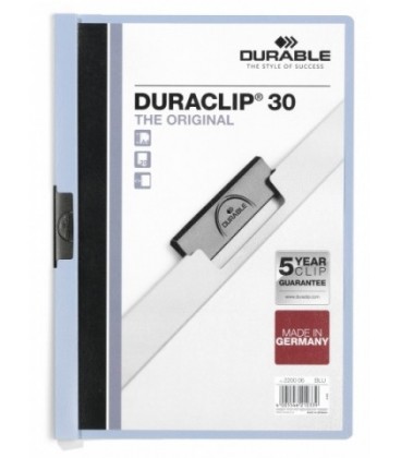 Папка пластиковая с клипом Durable Duraclip А4, 30 л., голубая