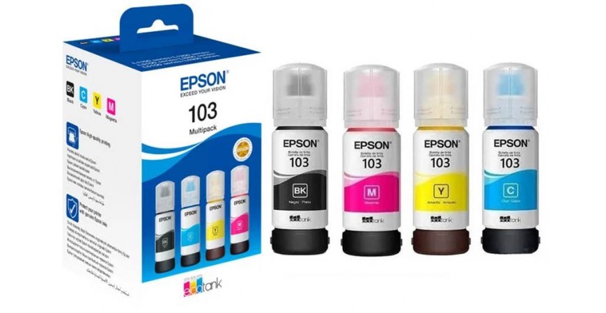 Оригинальные чернила Epson 103-й серии в комплекте CMYK в наличии на нашем складе